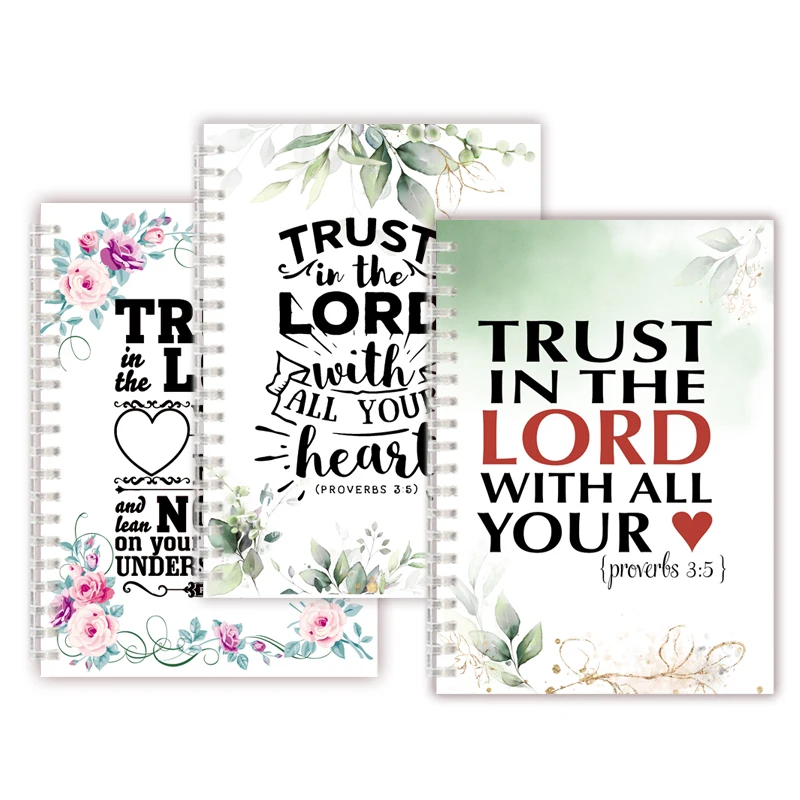 Proverbs 3:5-6 - Trust in the Lord with All Your Heart - Spiral Notebook Scripture Faith Quote Note Book Journal Christian Gift