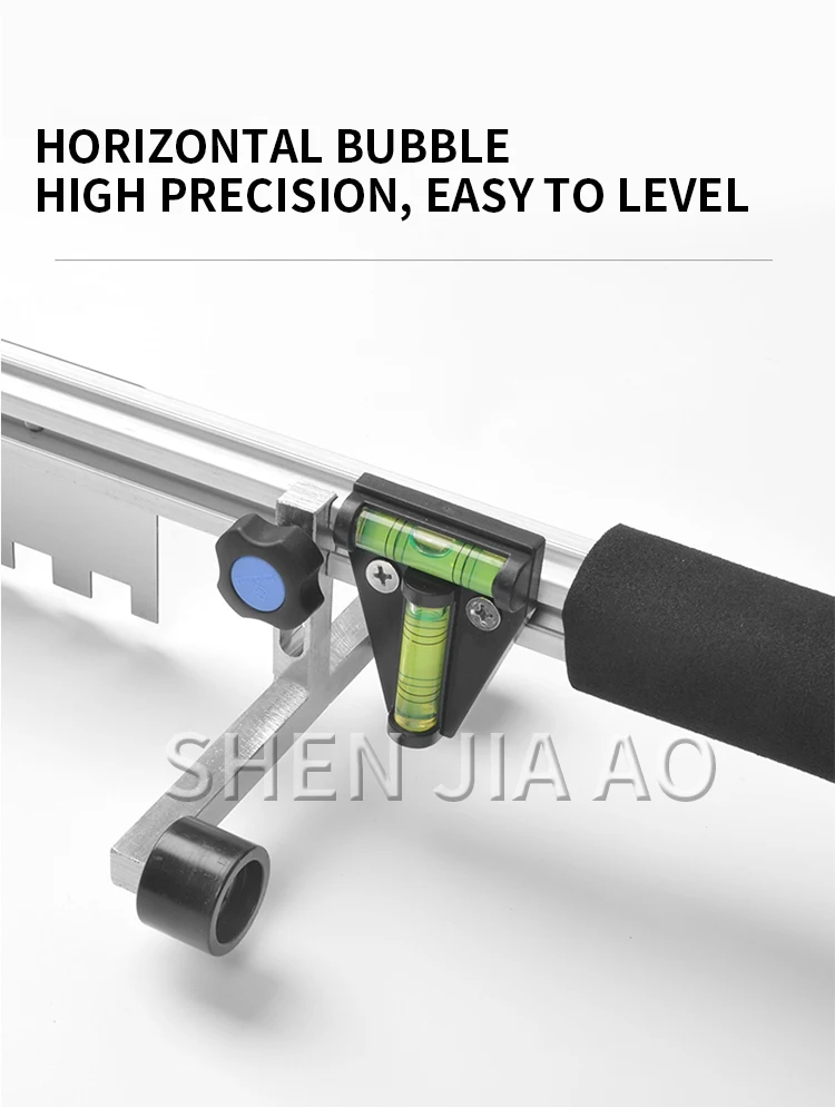 Retractable leveling asher with long and large scraper tile glue grooving and le