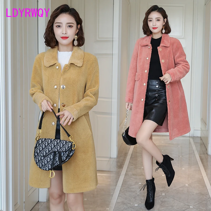 

2019 autumn and winter models Korean version of the velvet sheep shearing female lamb fur fur coat
