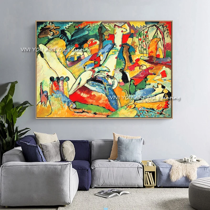 

Kandinsky 100% ручная работа абстрактный портрет картина маслом Художественная желтая красная ручная роспись ножом Палитра Картина на холсте