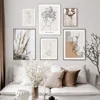 Floral Boho Beige Wall Art Canvas