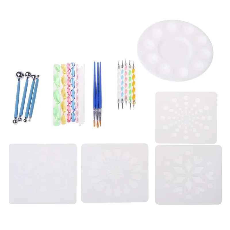 

25pcs/set Mandala Dotting Pen Tools for Painting Stone with Stencils Template A9LC