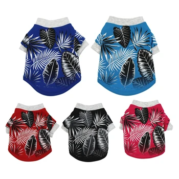 

Fashion Leaves Printed Dog Shirt Breathable Fabric Dog Clothing for Small Dogs Kitten Vest Outfit Summer Puppy Pet Clothes XS-XL