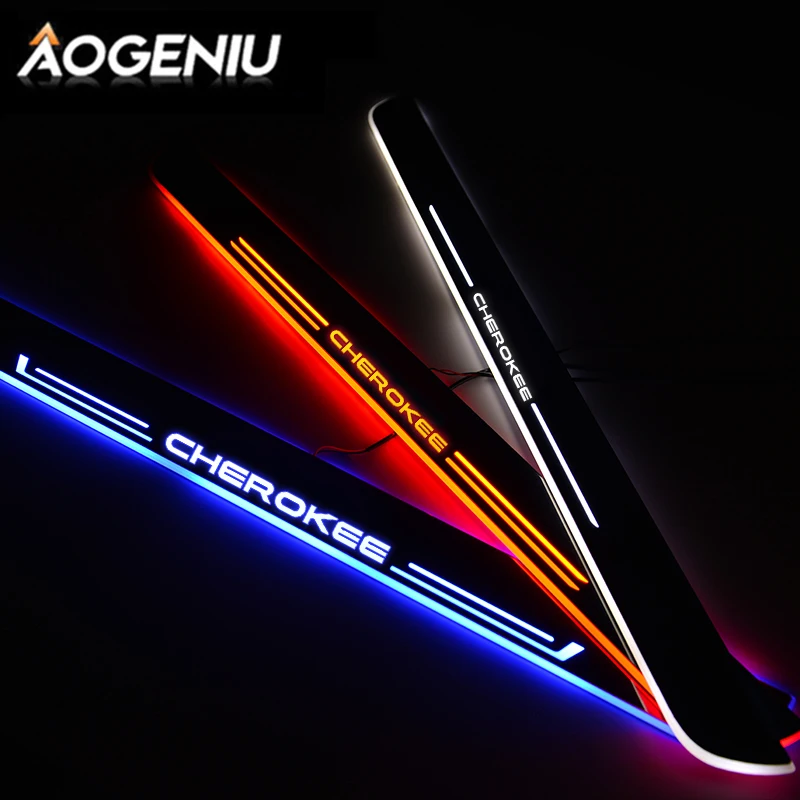 AOGENIU LED Door Sill Streamed For JEEP CHEROKEE (XJ) 1983-2001 Scuff Plate Acrylic Sills Car Sticker Accessories | Автомобили и