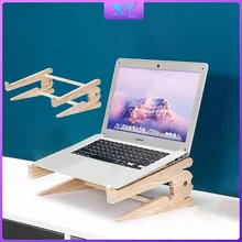 

[XLife] Wood stand Laptop stand Holder Increased Height Storage Stand 2 in 1 Notebook for 10-17.6inch