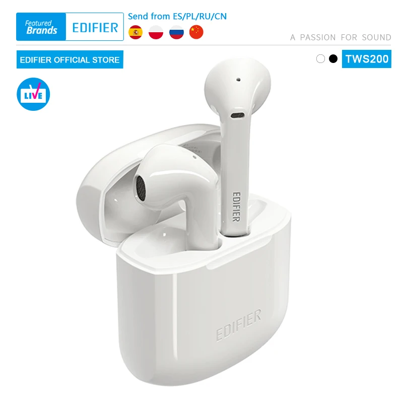 

EDIFIER TWS200 TWS Earbuds Qualcomm aptX Wireless earphone Bluetooth 5.0 cVc Dual MIC Noise cancelling up to 24h playback time