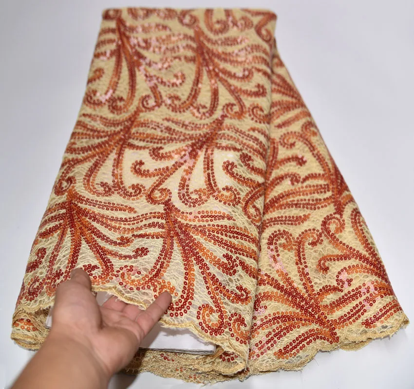 

2020 New Hot Selling Nigerian Organza Sequins Laces Fabrics African Wedding French Net Lace Fabric For Women Dress