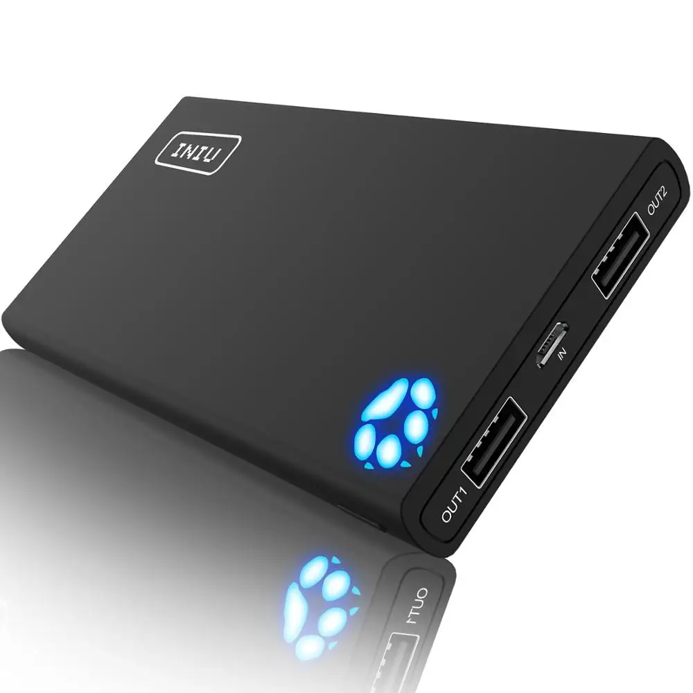 INIU 10000 мАч а внешний аккумулятор, два USB, портативное зарядное устройство, внешний аккумулятор для iPhone Xiaomi Mi телефона, внешний аккумулятор