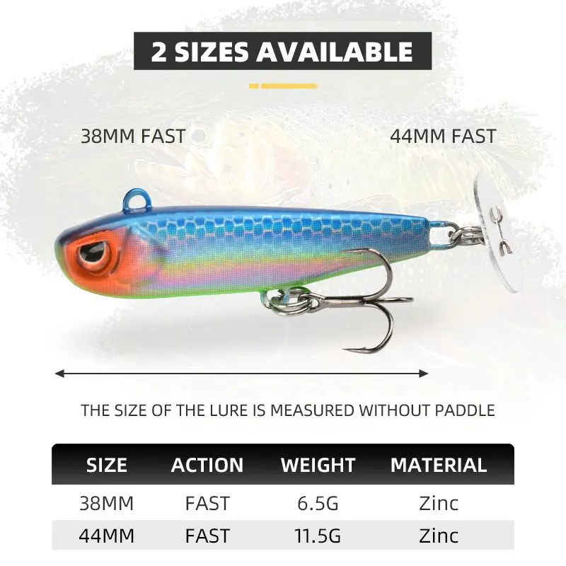 BLUX Rattle Tail 38mm 44mm Power Shining Paddle Metal Jig Fast Zinc Jigging Spoon Bait Bass Trout Sinking Hard Fishing Lure — view 3