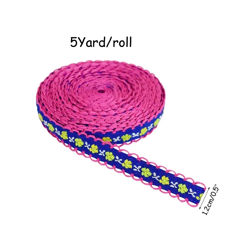5Yards 12mm Flower Embroidered Lace Trim Ribbons Garment Trim Fabric for Apparel Clothes Accessories Handmade Sewing DIY Crafts