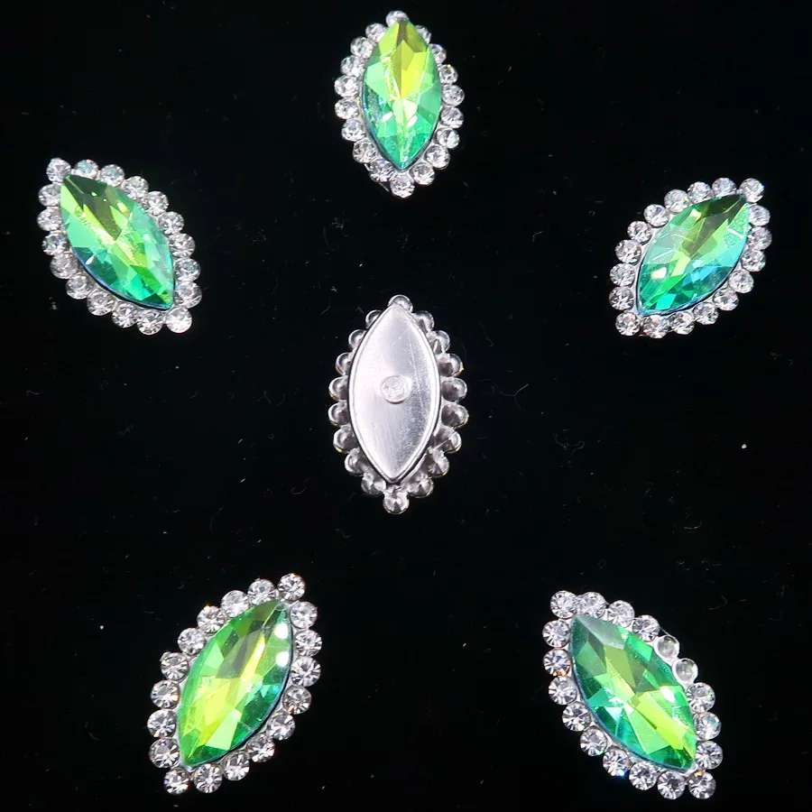 7*15mm Marquise Regenbogen Glas Kristall mit Strass Silber Klaue Einstellungen Navette Form auf DIY Perlen Handarbeiten nähen – Detail 3