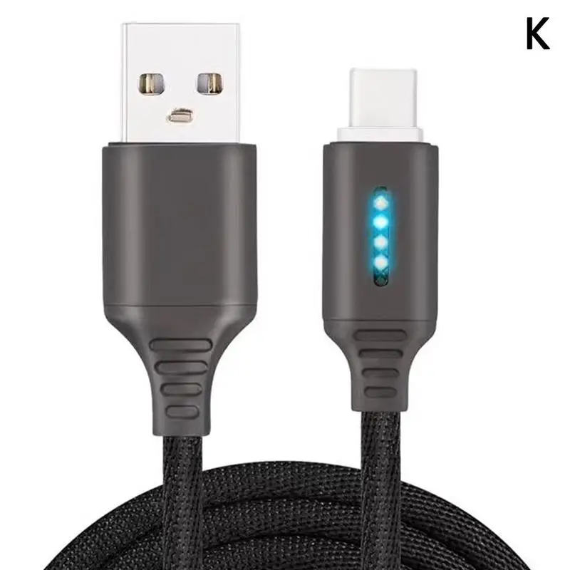 Black for Type-C 1 м автоматический отрезающий светодиодный usb type-C кабель для зарядного устройства для мобильного телефона Android, кабель для быстрой зарядки, шнур для передачи данных для сотового телефона huawei - Цвет: Black for Type-C