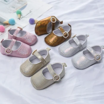 

Baby Shoes Shallow Princess Prewalkers Newborn Girl Pearl Buckle Shoes Fashion Glossy First Walker Baby Kids Girls Shoe New NEW