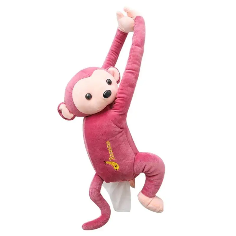 Автомобильная мультяшная коробка для салфеток CuAnimal Monkey, коробка для салфеток, Обложка, держатель для дома и офиса, креативный бумажный органайзер, аксессуары для интерьера автомобиля - Название цвета: Розовый