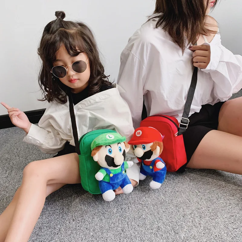 

Cartoon Children's Bags 2019 New Style Mario Funny Doll Package Canvas Messenger Bag Men And Women Children Accessories Purse