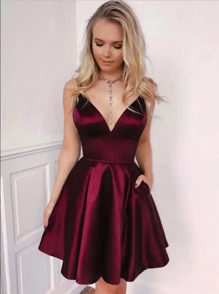 short satin homecoming dress