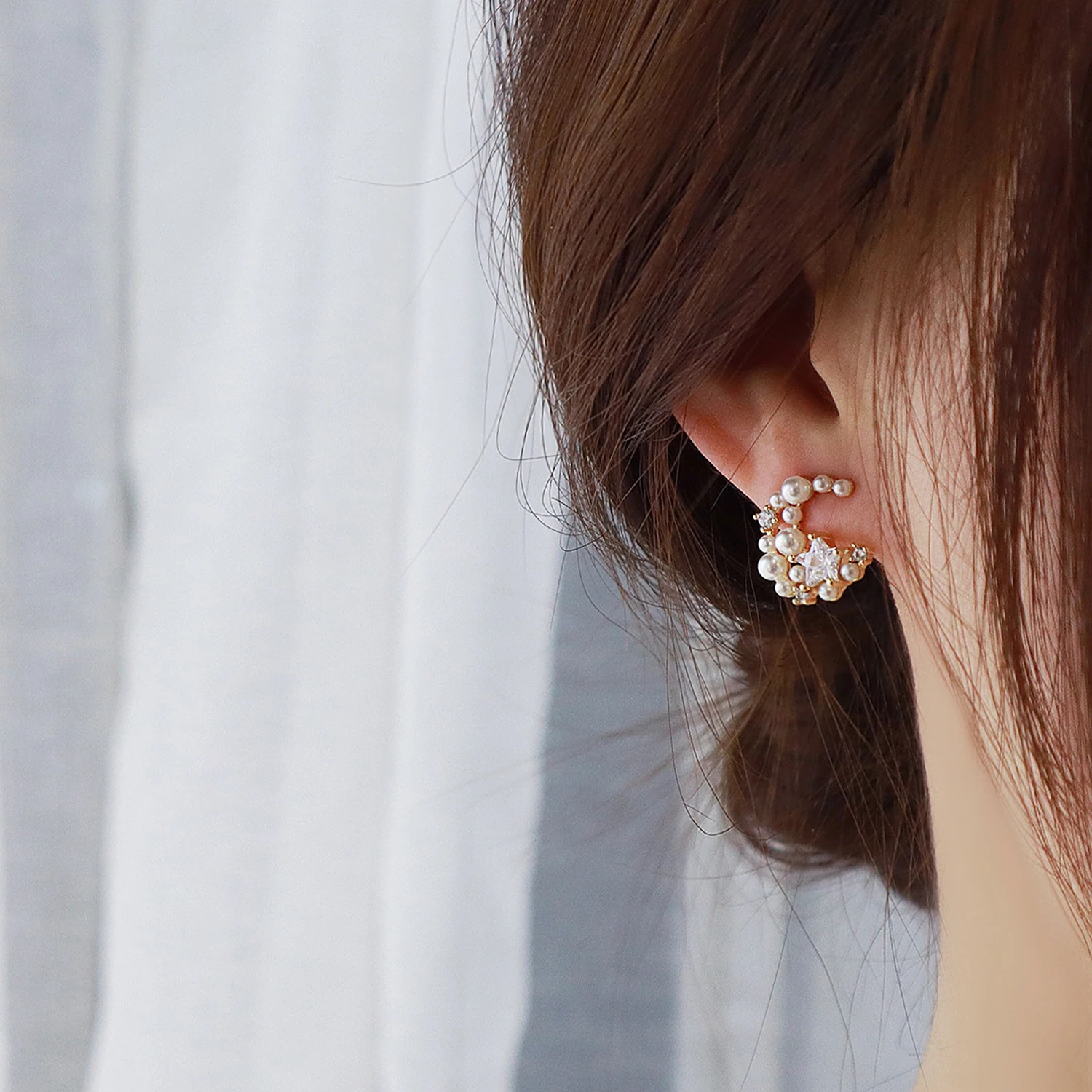 Earrings For Women Moon Pearl Zircon Star Flash Diamond 14k Real Gold Exquisite Stud Earring Pendant Korean Fashion Jewelry - Image 5