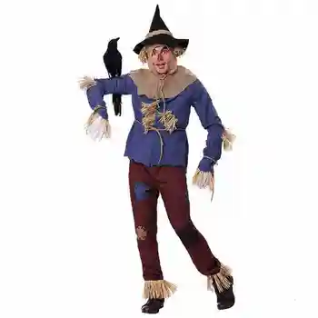 

new Party Scarecrow Halloween Costume Adult Wizard of Oz Cosplay Costume High End Stage Performance Clothing for men