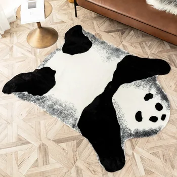

Large Plush Carpet Home Decoration Floor Mats Black and White Jacquard Animal Pattern Carpet Panda Carpet 150*170cm Fluffy Rug