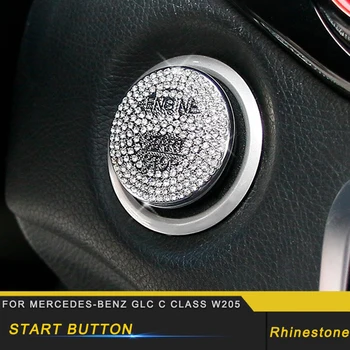 

Rhinestone Start Stop Button Frame Trim Cover Sticker Accessories for Mercedes Benz GLC C Class W205 2016-2019 Auto Car