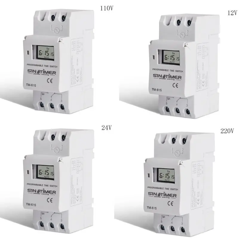 

TM615 12/24/110/220V Timer Switch 7 Days 24 Hours Programmable LCD Time Relay 1NOV9