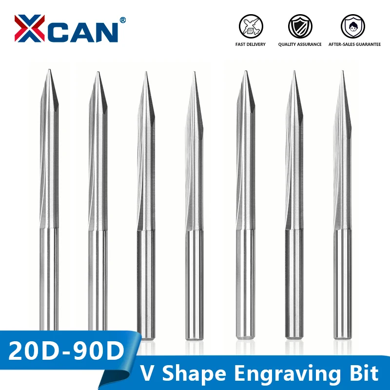 XCAN Engraving Bits 10pcs 20/30/45/60/90 Degrees Straight V