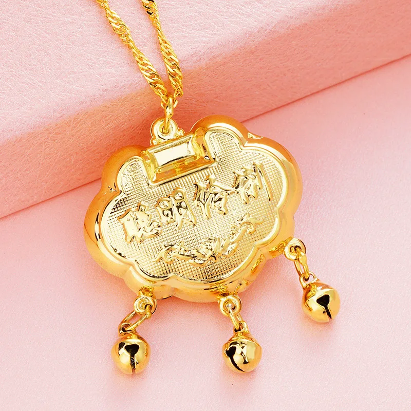 design 1 pendant OMHXFC Европейский модный подарок для маленьких детей на день рождения Умный Замок Фортуны 24KT золотое ожерелье с подвеской Шарм PN328 - Цвет камня: design 1 pendant