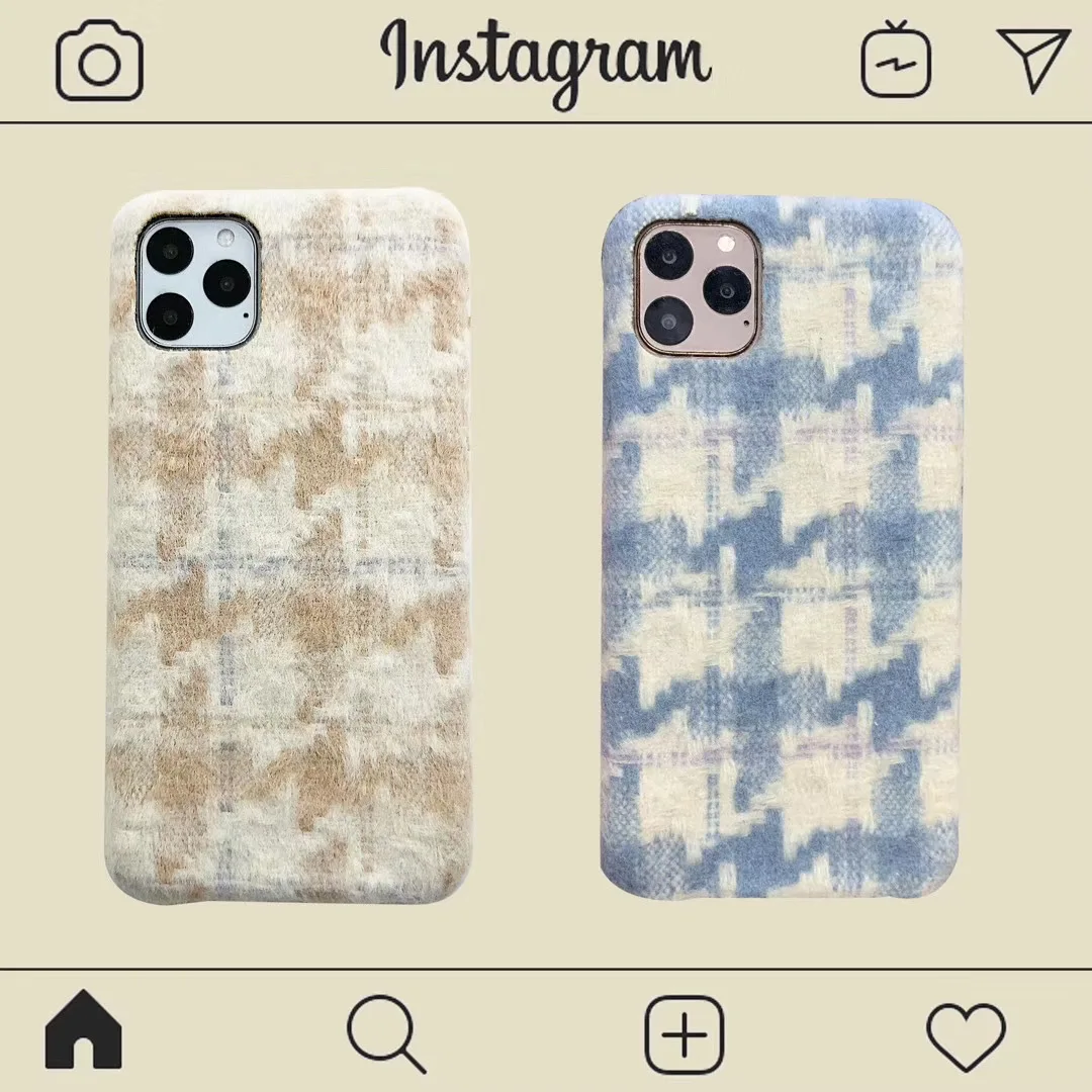 Роскошный шерстяной клетчатый чехол для телефона для iPhone 11 Pro XR X XS Max 7 8 Plus 6 6 S, Теплый Мягкий Пушистый Плюшевый чехол на заднюю панель, капа, подарки на Рождество