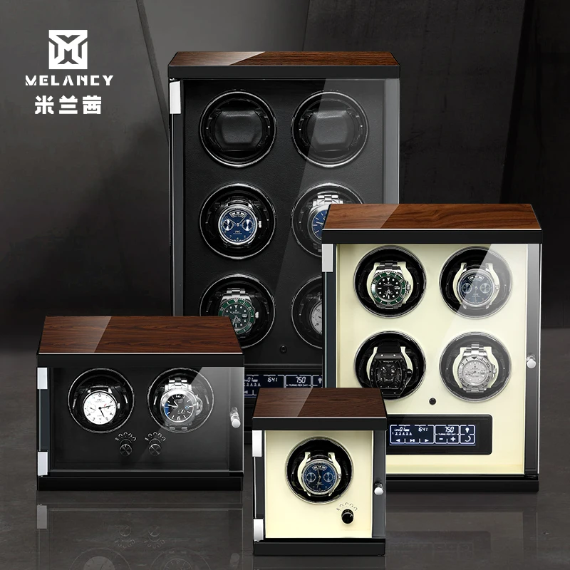 

Automatic Watch Winder Box Wooden Watch Winding Winder Storage Watch Box Collection Display Quiet Motor With LED Light