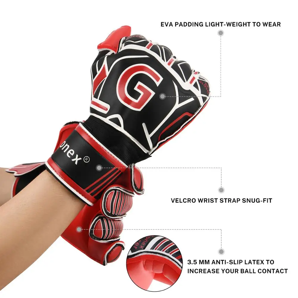 Gonex GK Goalie Gloves Soccer Goalkeeper Gloves with Fingersave Spines, Pro-Level Gollies Golly Gloves 3.5mm Superior Grip