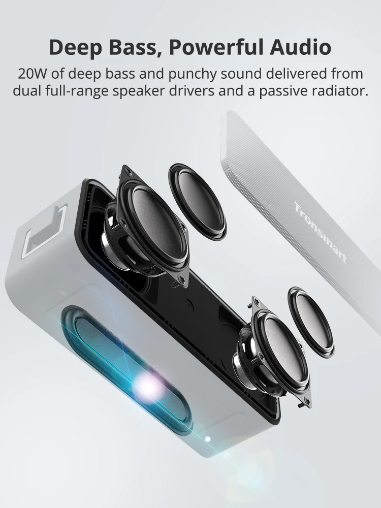 Tronsmart T2 Plus Portable Speaker IPX7 Bluetooth Speaker TWS Column 20W Soundbar with Voice Assistant, Micro SD Tronsmart T2 Plus Portable Speaker IPX7 Bluetooth Speaker TWS Column 20W Soundbar with Voice Assistant, Micro SD