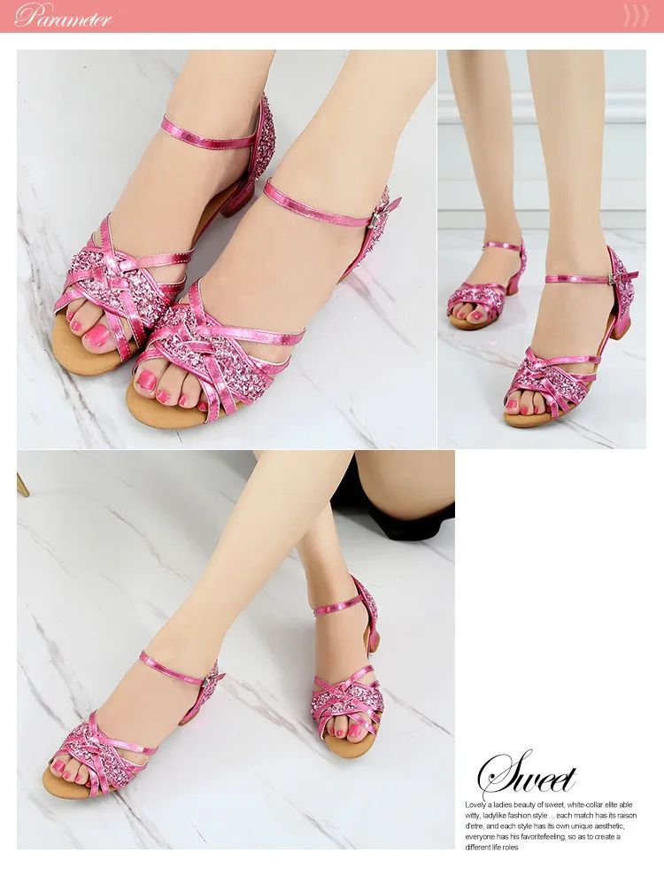 Child Dance Shoe For Girls/Kids/Women Ballroom Latin Shoe Ladies Modern Tango Salsa Sandals Dancing 3.5CM Low Heel dance shoes
