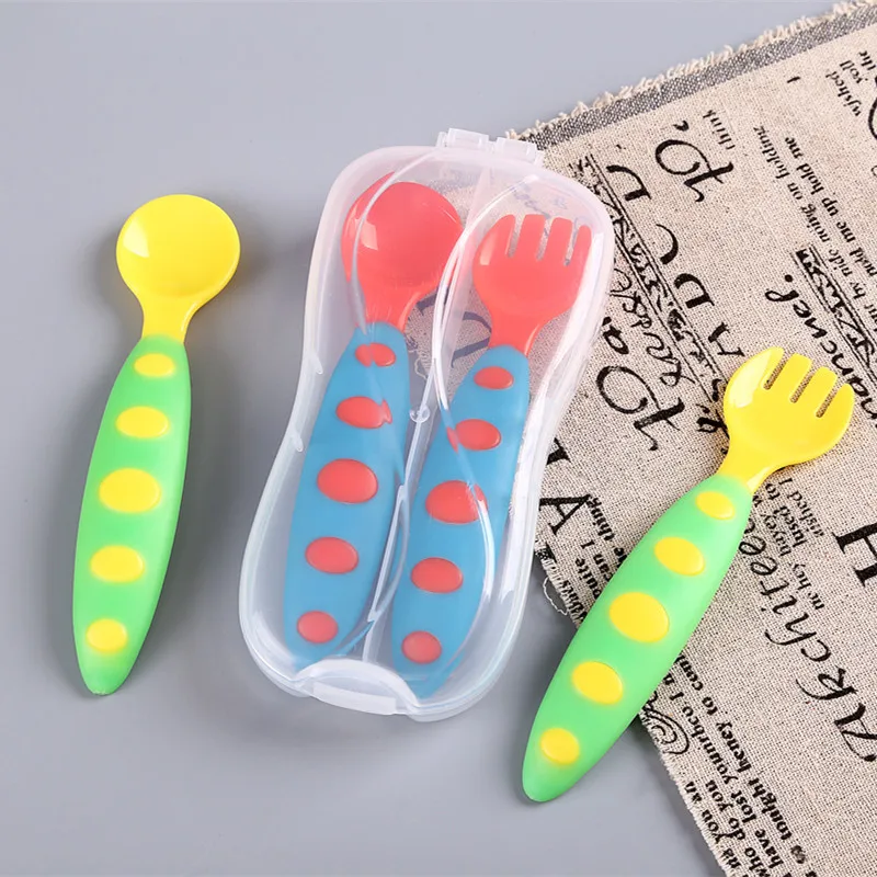 

Cheng bei er Infant Cartoon Pp Double Color Spoon Training Spoon And Fork Set Selectable Color Single Set of Boxed 9009
