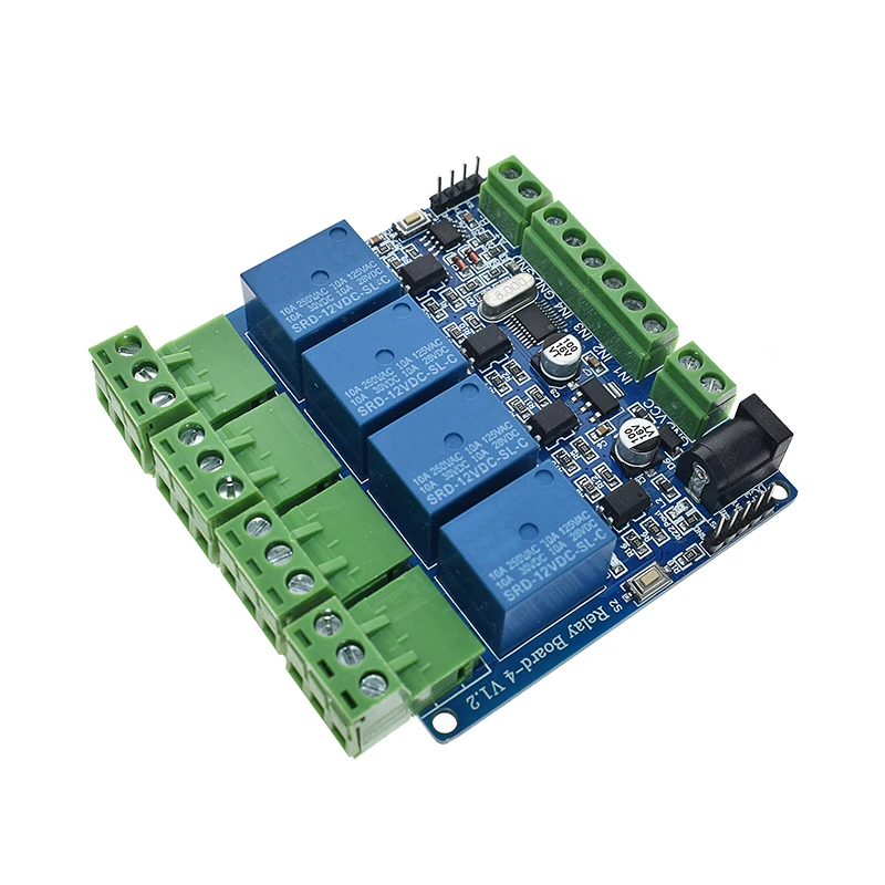 5 в 12 В Modbus RTU 4-Канальный Релейный модуль DIY STM8S103 система 4 дорожный вход 485 связь