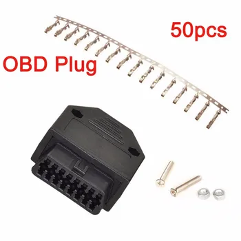 

50PCS/lot OBD2 16Pin male Connector Adaptor for Car Diagnostic Tool J1962F ELM327 OBD Male Connect Socket Shell and screw