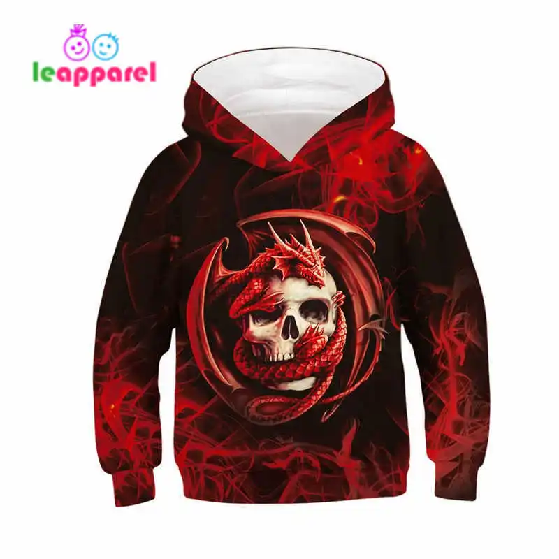 LEAPPAREL/Коллекция года; толстовки для девочек и мальчиков на Хеллоуин; толстовка с объемным принтом сердца и крови; детские толстовки с длинными рукавами; сезон осень-зима; От 6 до 16 лет - Цвет: TN00150