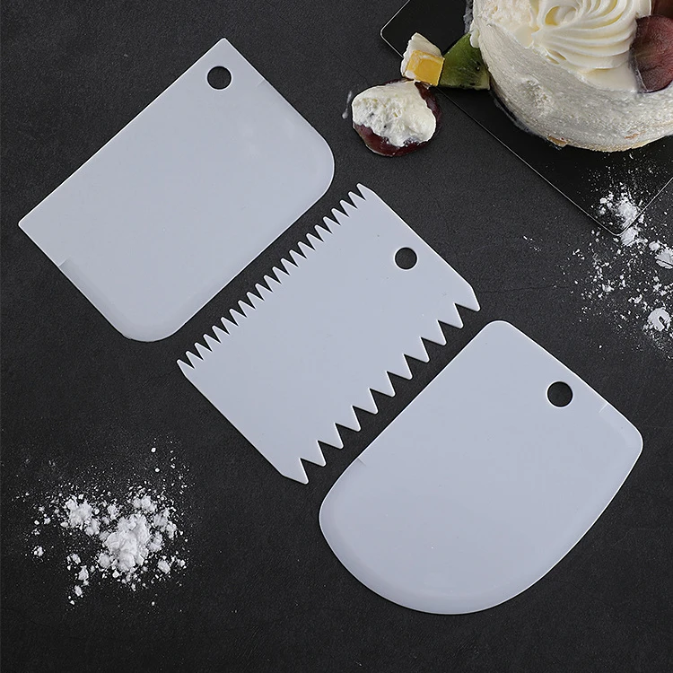 White 3pcs Торт шпатели с лезвием резак инструмент для выпечки Пластик выпечки нож для теста торт Гладкий скребок ножей шеф-повара Fondant(сахарная) "сделай сам" крем-скраб - Цвет: White