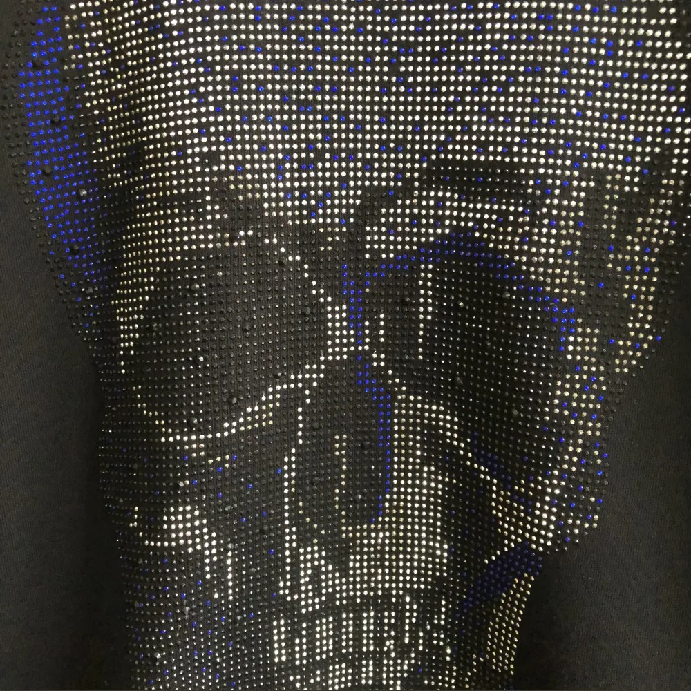 PP сумка упаковка! Мужской большой синий Кристалл Блеск Череп графический пуловер