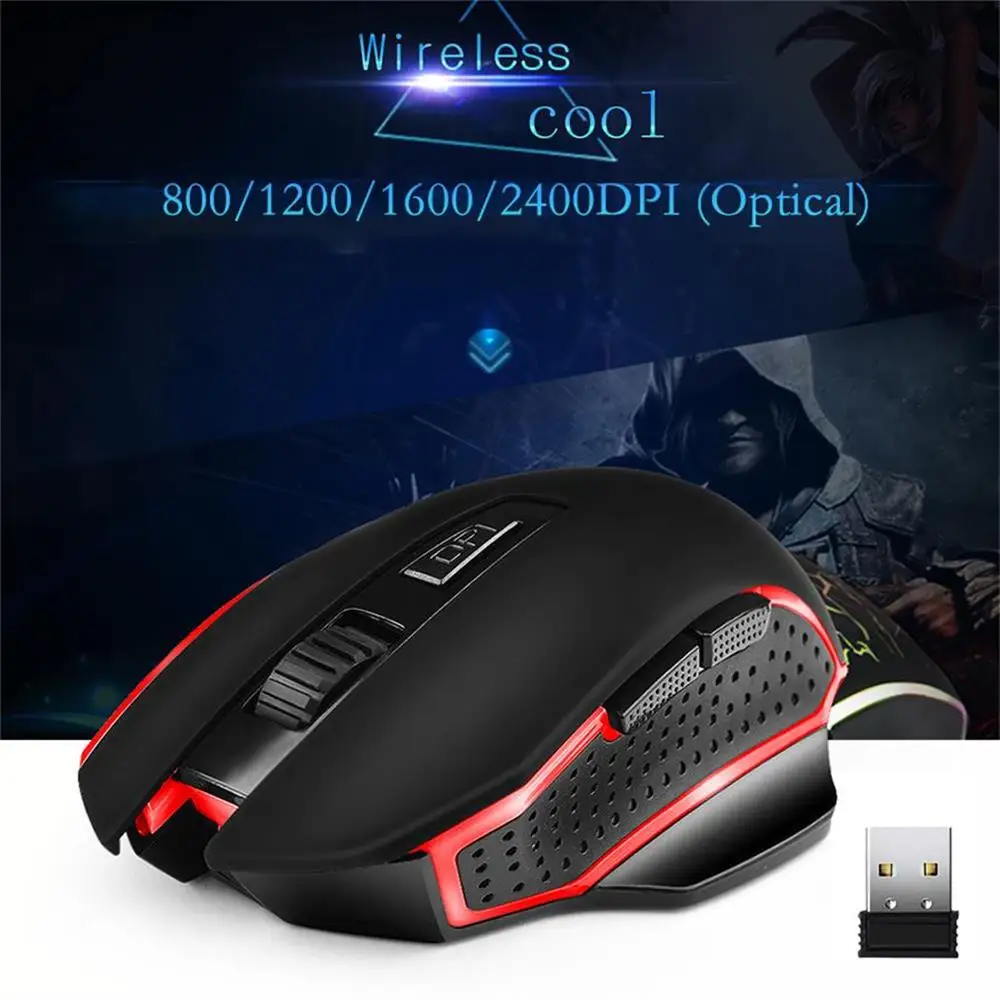 

G821 Gaming Mouse Rechargeable Wireless Mouse Adjustable 2400DPI Optical Computer Mouse 2.4Hz Mice for PC Laptop