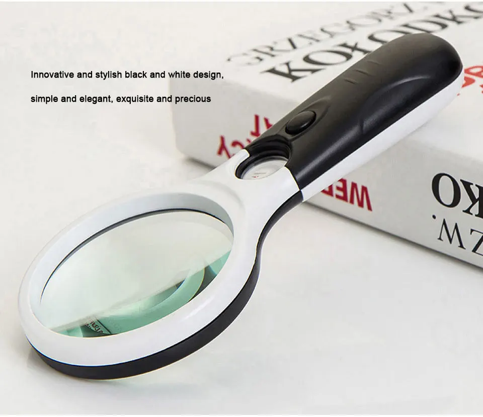 3X 45X Ручной Лупа с подсветкой микроскоп увеличительное стекло с 3 светодиодный карта для чтения газета увеличительное стекло ювелирные изделия