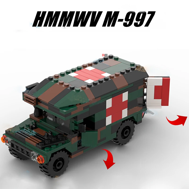 Moc Militare Hummered Jeeped Rescue Car Army Vehicle Building Blocks Modello Us Figure Soldato Accessori Ww2 Armi Mattoni Giocattoli