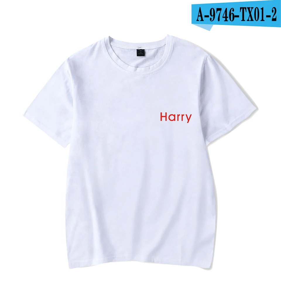 Летние женские/мужские футболки с коротким рукавом и принтом Harry Styles, модные повседневные футболки - Цвет: white