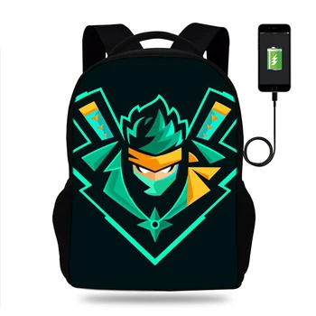 

17inch Mens Battle hound Print SchoolBags Girls&Boys Backpacks for kids orthopedic mochila escolar Usb Charge book Bag