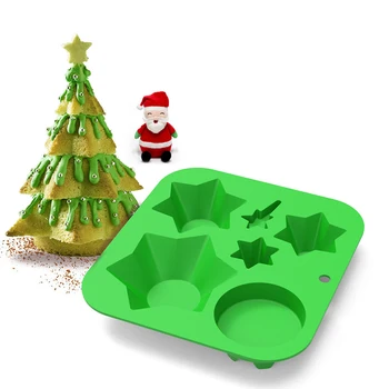 

Creative Christmas Star Tree Pattern Molds Pastry Cake Mold Silicone Cake Biscuit Baking Tool Silicone Baking Tray
