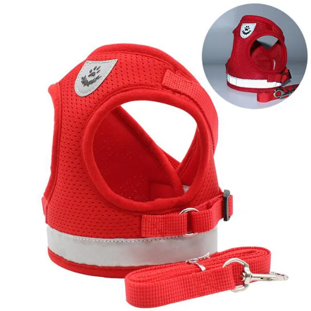 Vest Harness Leash Adjustable Mesh Vest Dog Harness Collar Chest Strap Leash Harnesses With Traction Rope XS/S/M/L/XL 6