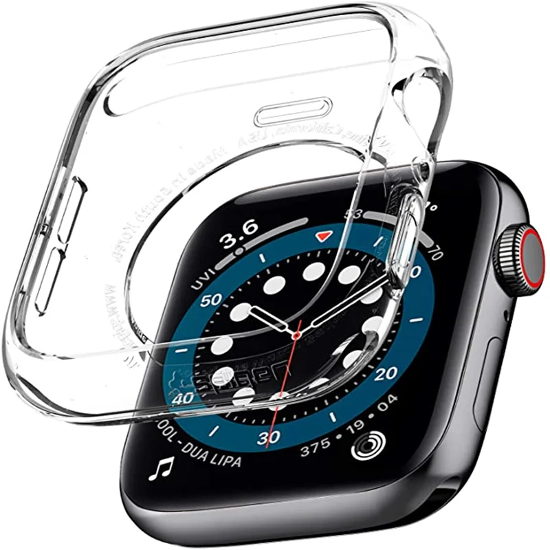 Чехол для часов Apple Watch 7 6 5 40/44/41 мм мягкий силиконовый чехол с царапинами iWatch Series 4 3