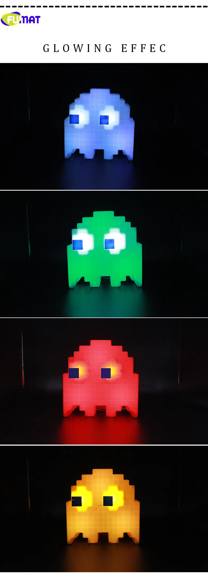 FUMAT мультфильм USB Pac-man игровой тематический цветной ночной Светильник СВЕТОДИОДНЫЙ призрак светильник s спальня детская комната праздник украшение дома ночной Светильник s