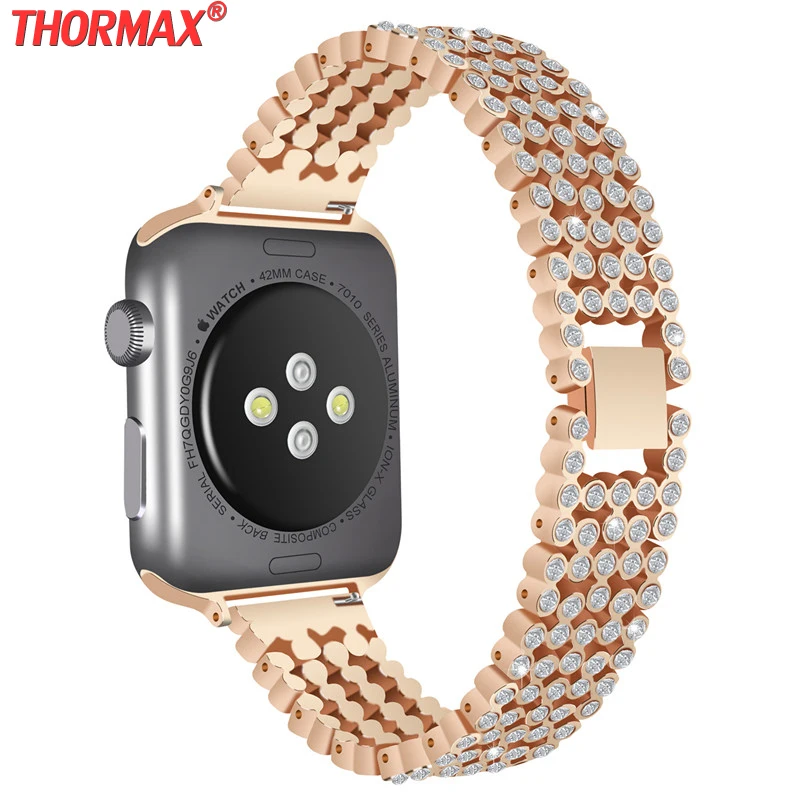 

For Apple Watch Band 42mm 38mm Bling Stainless Steel Rhinestone Diamond Watch Strap Bracelet For iWatch Series 3 2 1 iwatch 38mm