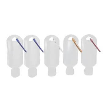 

5pcs 50ml Refillable Bottles With Random Hook Hand Sanitizer Containers Travel Bottles Alcohol Containers Transparent Bottles