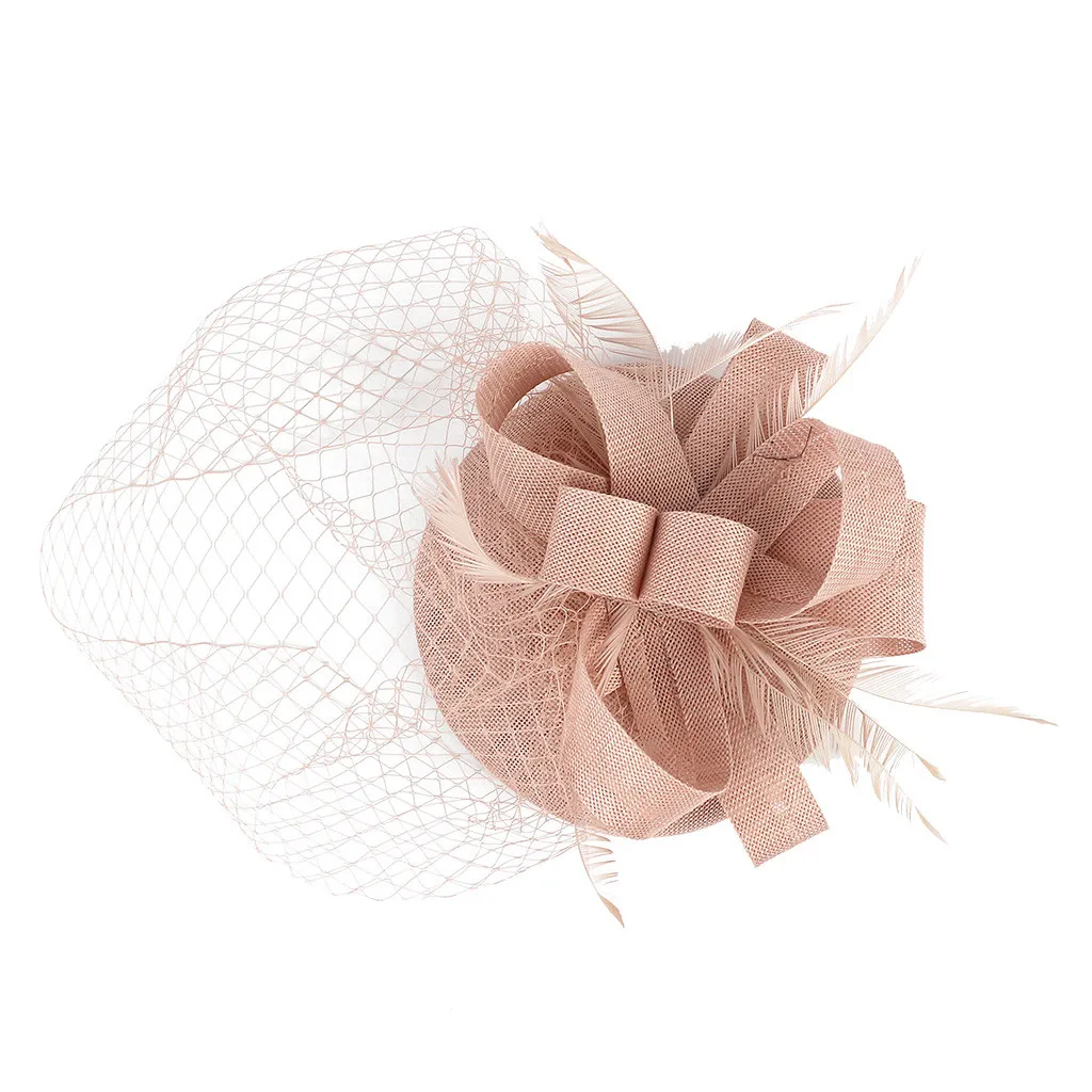Pink Вуалетки, головные уборы, головные уборы, 20 s, 50 s, шляпка, шляпка для коктейлей, чая, вечерние головные уборы, креативные ювелирные изделия для волос, головной убор, Новинка - Цвет: Pink